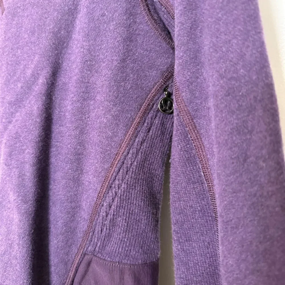 Lululemon Ruffled Up Pullover Womens Sz 4 Purple Crew Neck Long Sleeve Athletic